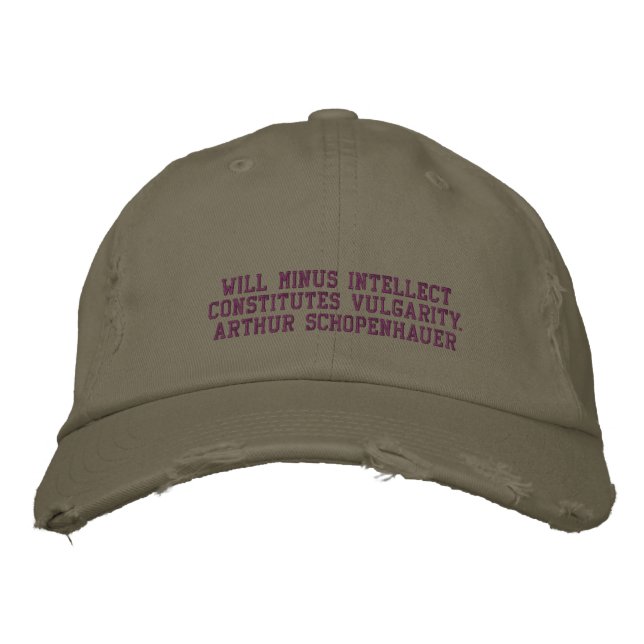 Arthur Schopenhauer Quote - HAT Broderad Keps (Framsida)