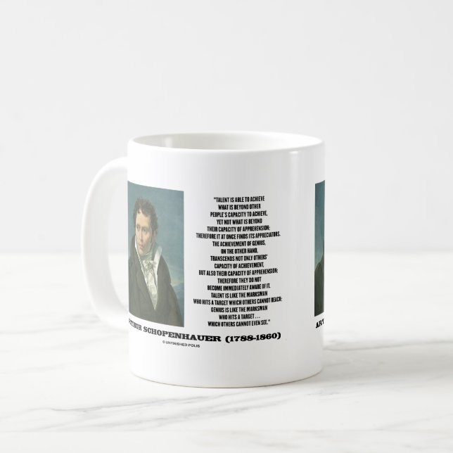 Arthur Schopenhauer Talang Versus Genialitet Citat Kaffemugg (Framsida vänster)