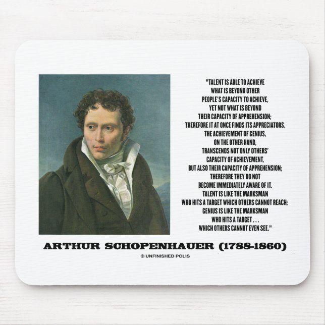 Arthur Schopenhauer Talent mot Genius Quote Musmatta (Framsidan)
