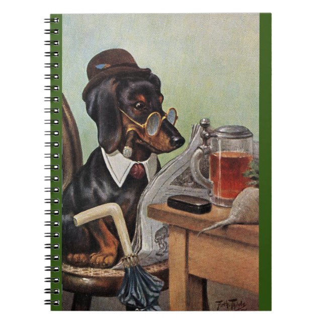 Arthur Thiele Dachshund Reading Spiral Notebook Anteckningsbok (Framsidan)