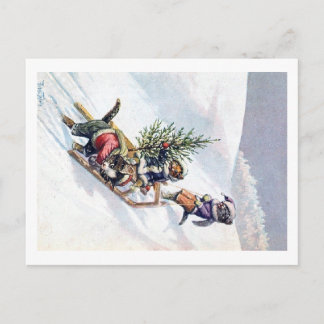 Arthur Thiele - Katt hem Julgran Helg Vykort