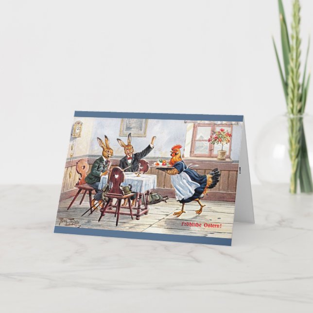 Arthur Thiele Påsk Card - Bunnies Dine på Cafe Helgkort (Framsida)