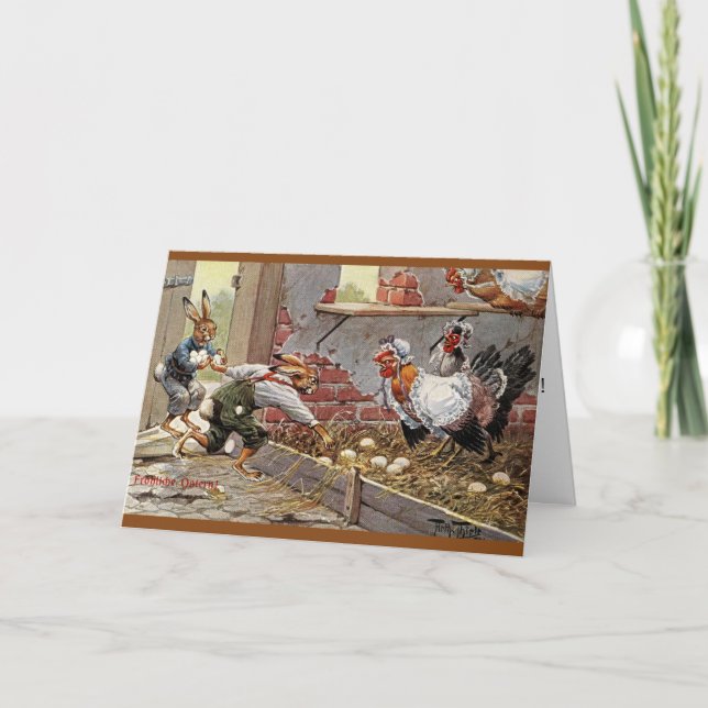 Arthur Thiele påskkort - kaninstöldägg! Helgkort (Framsida)
