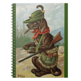 Arthur Thiele Tecknad Hunting Hund Spiral Notebook Anteckningsbok
