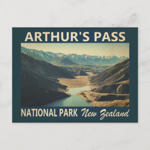 Arthur's Pass National Park New Zealand Vintage Vykort