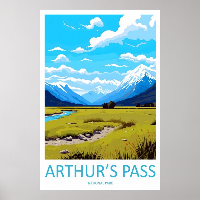 Arthurs Pass Nationalpark Vintage Resa Affisch (Framsidan)