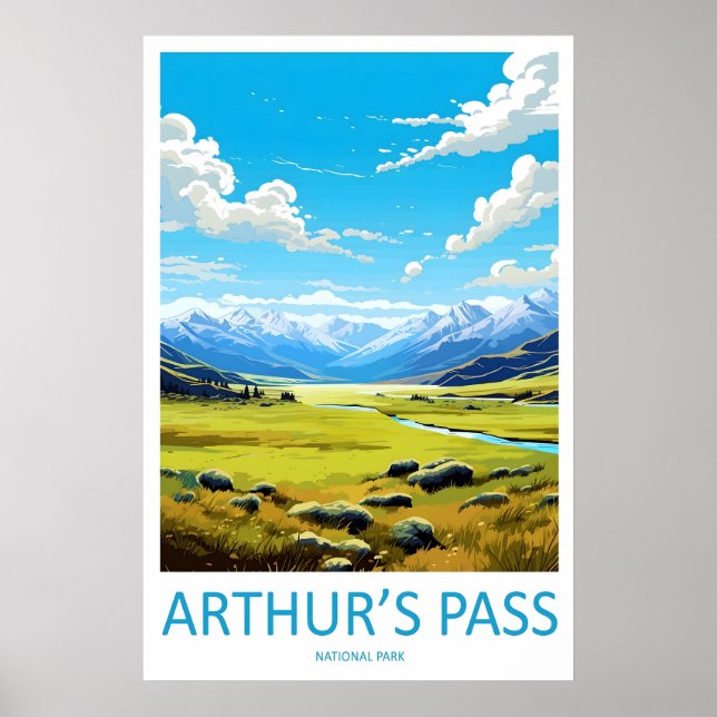 Arthurs Pass skidpark resa nationell affisch (Framsidan)