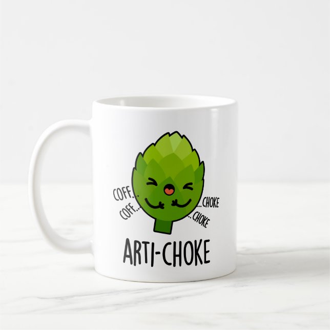 Arti-choke Funny Veggie Artichoke Pun Kaffemugg (Vänster)