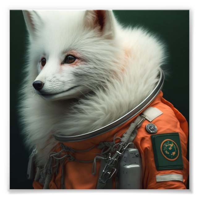 Artic Fox Astronaut Fototryck (Framsidan)