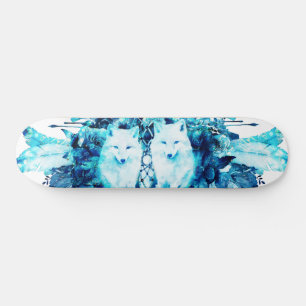 Artic Fox Dreamcatcher Ice Blue-Blommigt Mini Skateboard Bräda 18,5 Cm
