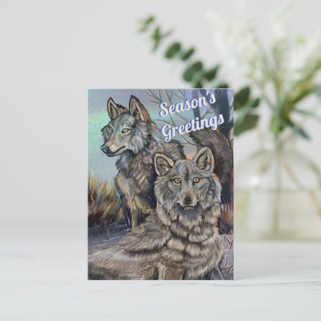 Artic Vargs~ Season's Greetings Postcard Vykort (Stående Fram)