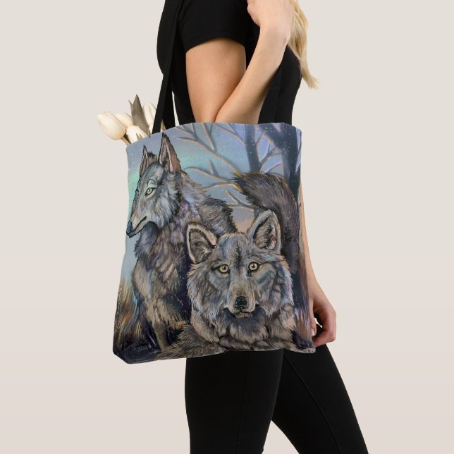Artic Vargs Wintery Tote Bag Tygkasse (Närbild)