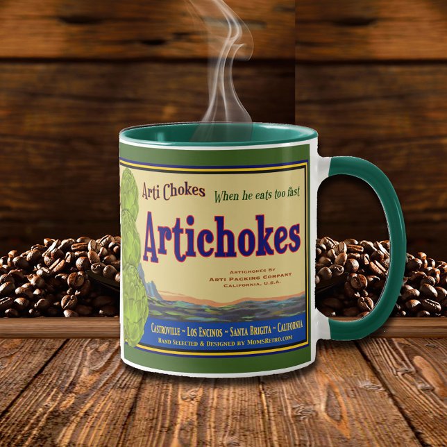 Artichoke Funny Vintage Låda Art Coffee Mugg (Artichoke Art Retro Coffee Mug)