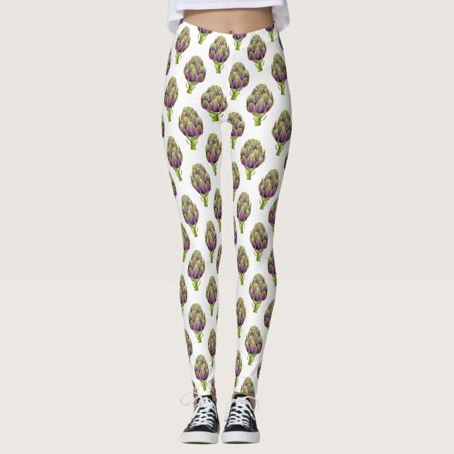 Artichoke Lila Mönster Leggings (Framsida)