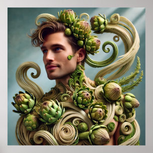 Artichoke Man - Vegetabilisk-inspirerad modern kon Poster