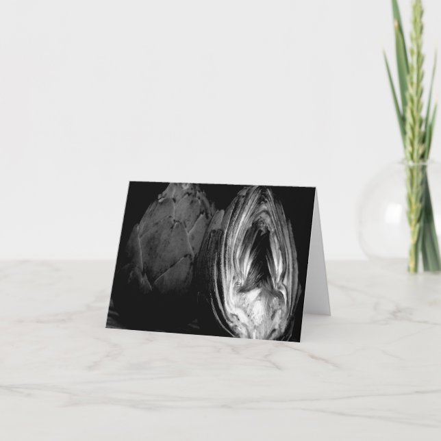 Artichoke Note Cards - Black and White Kort (Framsida)