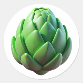 Artichoke Plastic 3D - Glossy Round Label Runt Klistermärke