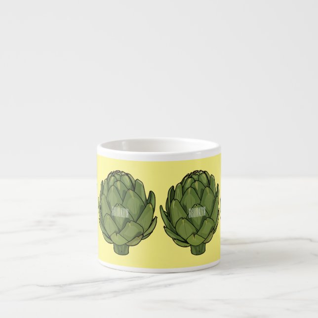 Artichoke-tecknad, illustration espressomugg (Framsidan)