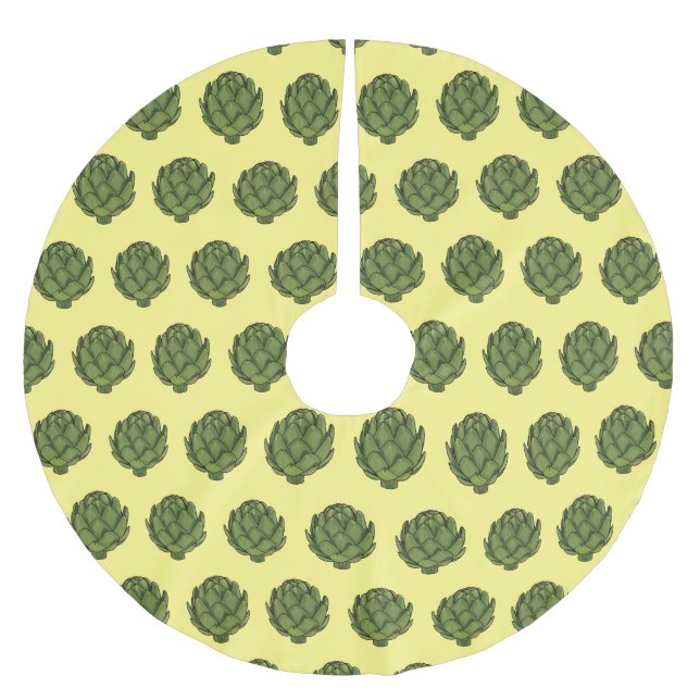 Artichoke-tecknad, illustration julgransmatta borstad polyester (Framsidan)