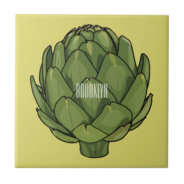 Artichoke-tecknad, illustration kakelplatta (Framsidan)