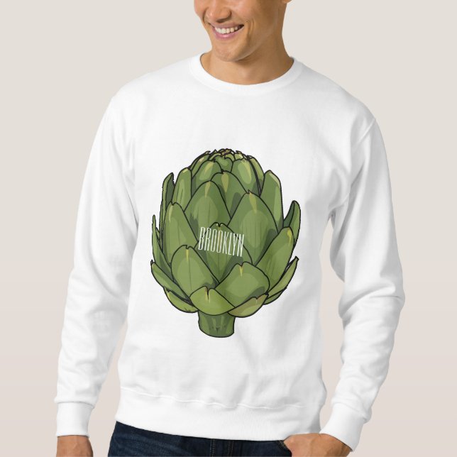 Artichoke-tecknad, illustration lång ärmad tröja (Framsida)