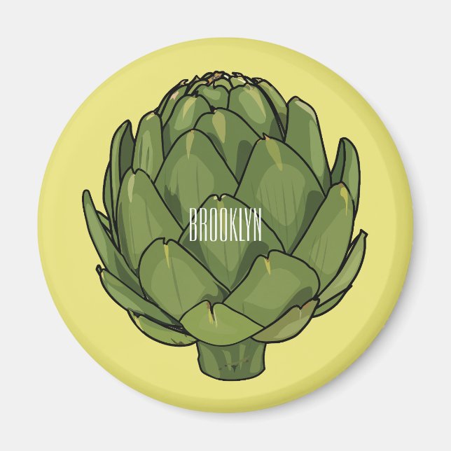 Artichoke-tecknad, illustration magnet (Framsidan)