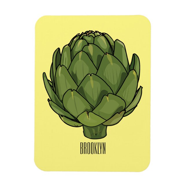 Artichoke-tecknad, illustration magnet (Vertikal)