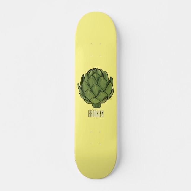Artichoke-tecknad, illustration mini skateboard bräda 18,5 cm (Framsida)