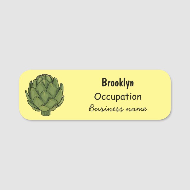 Artichoke-tecknad, illustration namnbricka (Framsida)