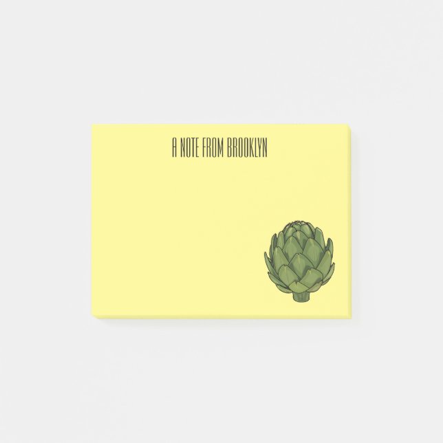Artichoke-tecknad, illustration post-it block (Framsida)
