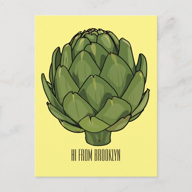 Artichoke-tecknad, illustration vykort (Framsida)