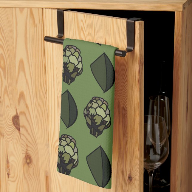 Artichoke Vegetable Plant Botanical Mönster Kökshandduk (Thirds Fold)