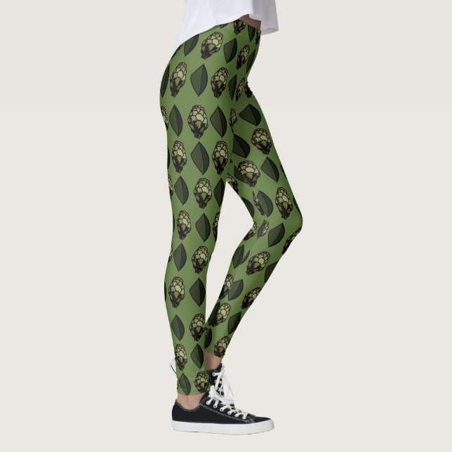 Artichoke Vegetable Plant Botanical Mönster Leggings (Höger)