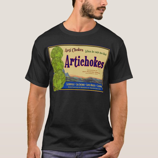 Artichoke Vintage Label Art T-Shirt (Framsida)
