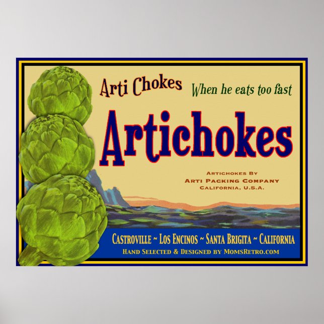 Artichoke Vintage Vegetable Art Print Poster (Framsidan)