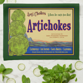 Artichokes Vintage Låda Art Kitchen Towel Kökshandduk