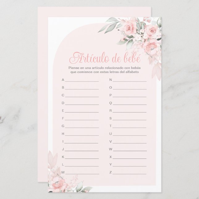 Artículo de bebé juego para Baby Shower Niña (Fram/baksida)