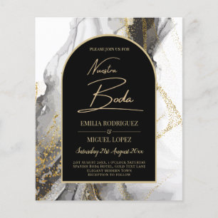 Artículo de boda negro y dorado, bilingüe flygblad