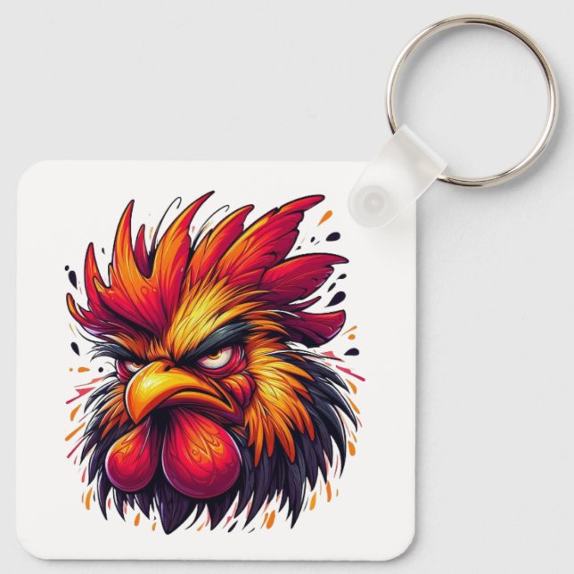"Artie Angry Rooster" Aluminium Nyckelring (Baksida)