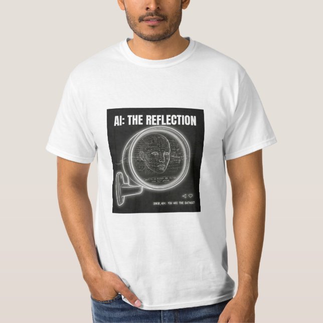 Artificial Intelligence Mirror Data Self Cyberpunk T Shirt (Framsida)