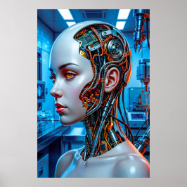 Artificiell intelligens Cool Blue Sci-Fi Poster