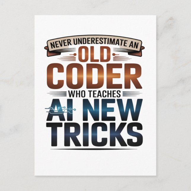 Artificiell intelligens - gammal koddesign vykort (Framsida)