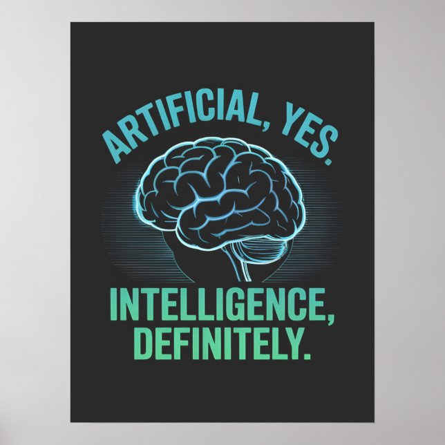 Artificiell Intelligens Hjärna Humor Design Poster (Framsidan)
