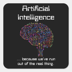 Artificiell intelligens mot Real Sak Fyrkantigt Klistermärke