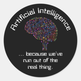 Artificiell intelligens mot Real Sak Runt Klistermärke