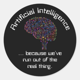 Artificiell intelligens mot Real Sak Runt Klistermärke