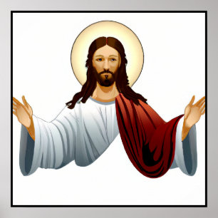 Artificiell intelligenskonst Jesus med Arm ut Poster