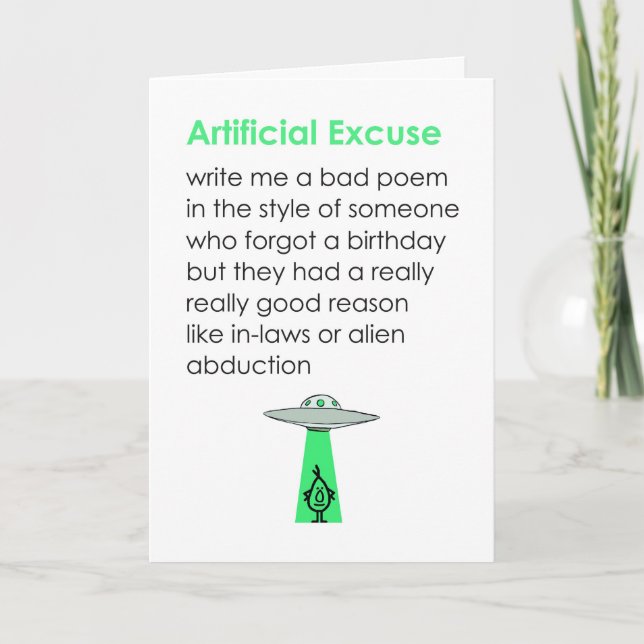 Artificiell ursäkt A Belgrad Dikt Grattis på födel Kort (Framsida)