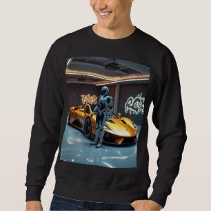 Artificiellt underrättelsesportbil Robotic T-Shirt Lång Ärmad Tröja