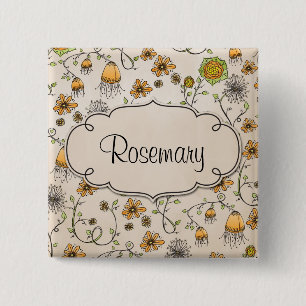 Artig gula blommor med ramen för namn knapp